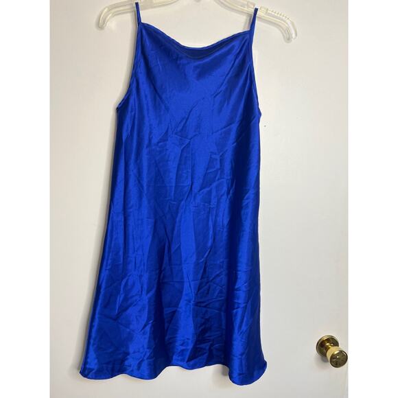 Initimate Style- Women's VINTAGE Satin Spaghetti Strap Nightgown - Sm Blue - Picture 6 of 6